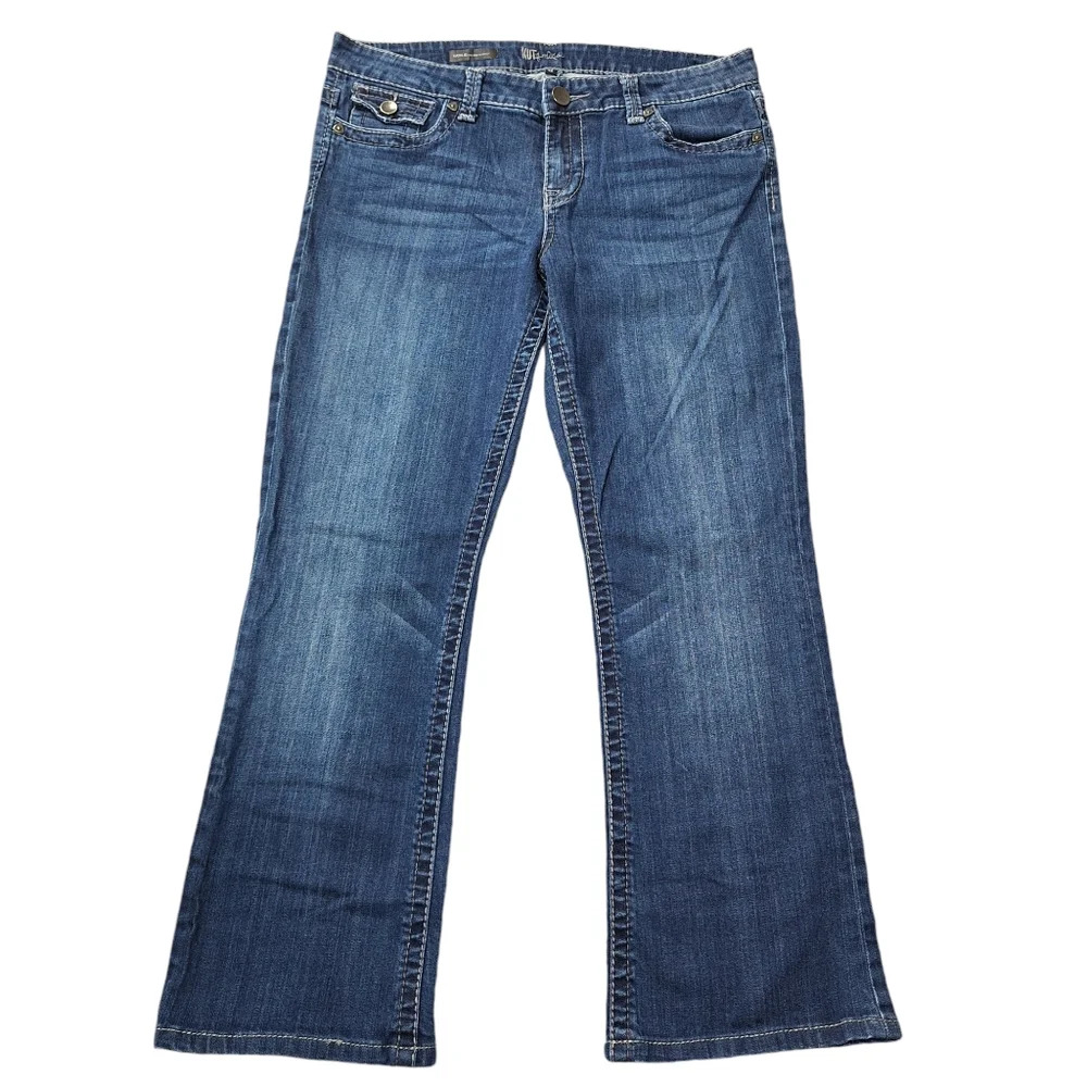 Kut from the Cloth Sz 12 Natalie‎ High-Rise Bootcut Blue Jeans Rear Flap Pockets